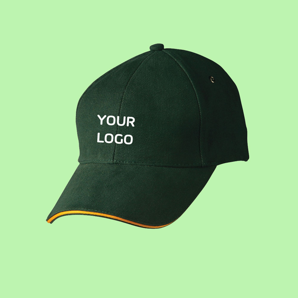 Customized Logo on Heavy Brushed Cotton Sandwich Peak Cap - DANZO